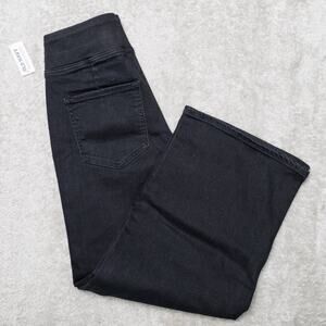 Old Navy Weekender Pull On Cropped Jeans Black Coast Denim Womens Size 8 NWT